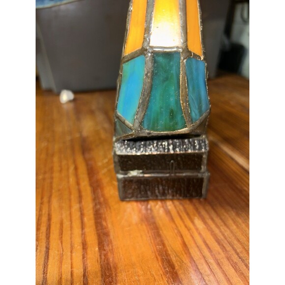 STAINED GLASS ROOSTER TEALIGHT CANDLE LAMP VINTAGE NON -ELECTRIC - Picture 3 of 9